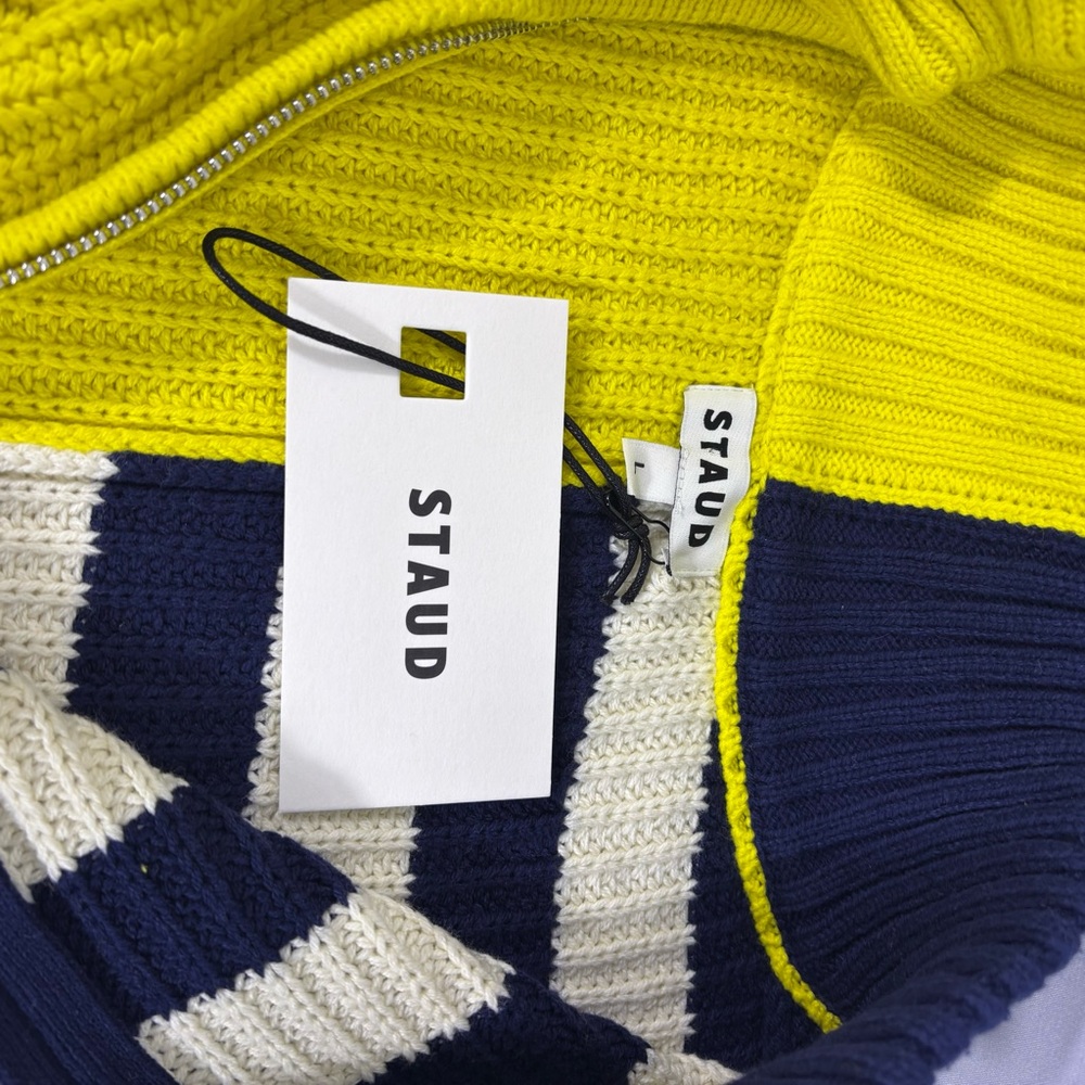 NWT STAUD Hampton Oversized Two Tone Chartreuse Sweater Size Large - Picture 6 of 8